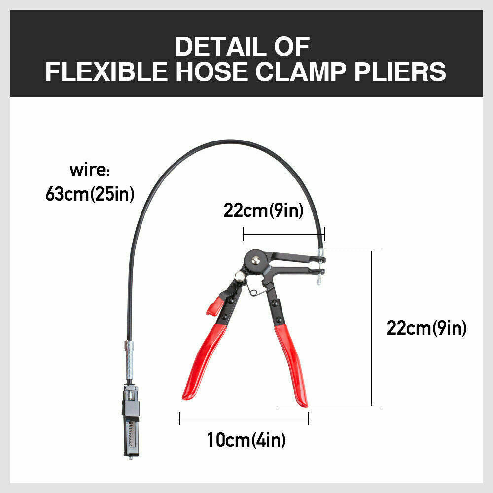 Long Hose Clamp Pliers 24 Flexible Extension Wire Oil Fuel Hose Clip Remove