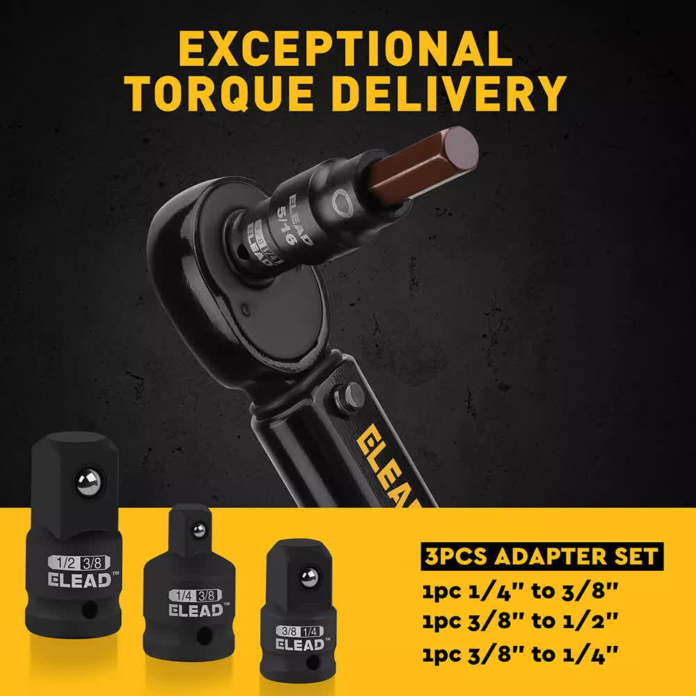 16Pc SAE Hex Bit Impact Socket Set 5/64-9/16 Allen Socket Set Socket Adapter