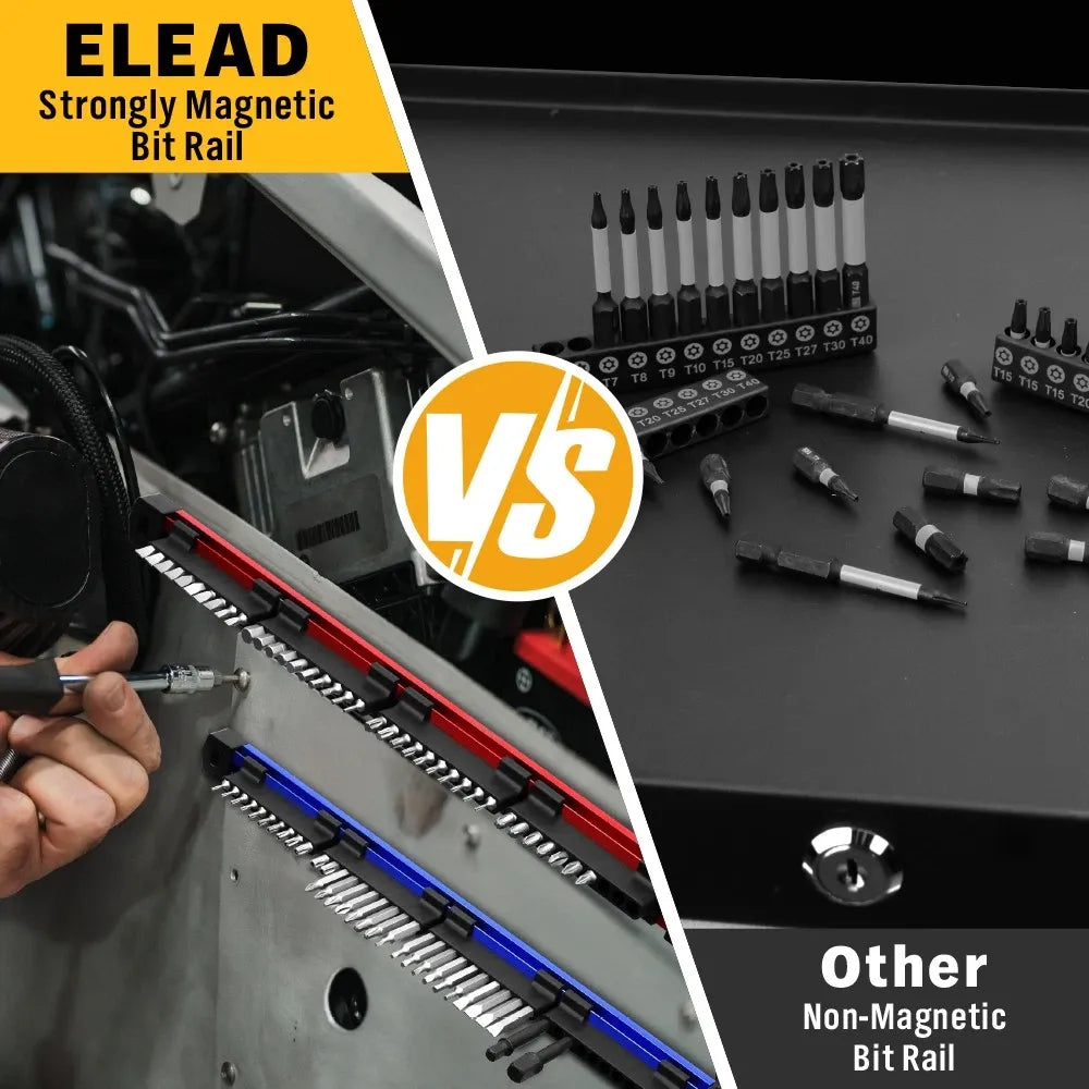 ELEAD 2Pcs Magnetic 1/4" Slidable Drill Bit Holder Screwdriver Organizer Garage