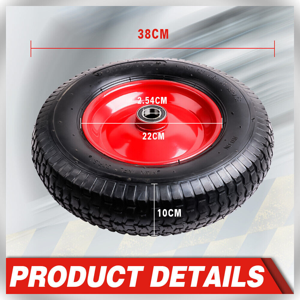 16 Wheelbarrow Trolley Wheel 4.80 4.00-8 Pneumatic Tyre 25.4mm Bore Tire Steel