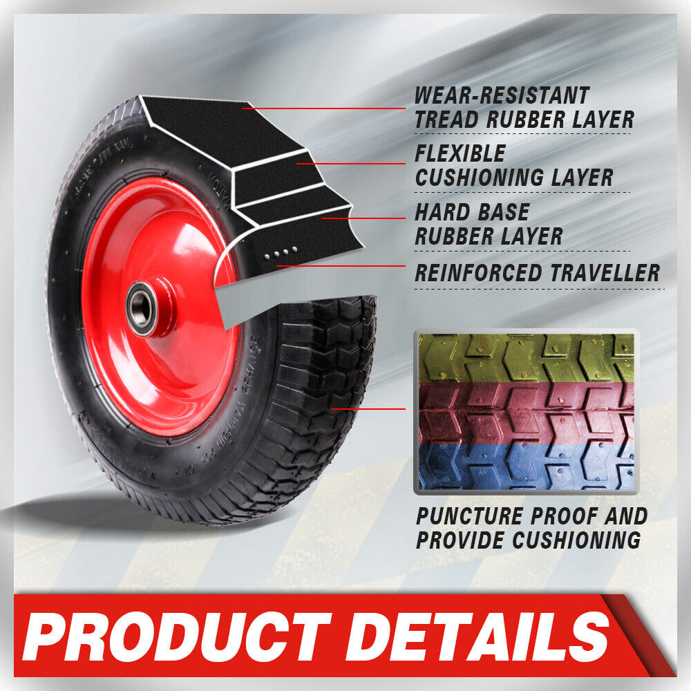 16 Wheelbarrow Trolley Wheel 4.80 4.00-8 Pneumatic Tyre 25.4mm Bore Tire Steel