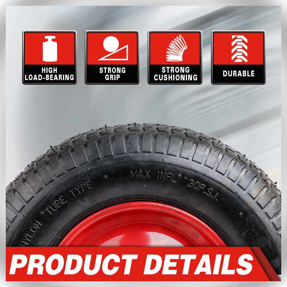 16 Wheelbarrow Trolley Wheel 4.80 4.00-8 Pneumatic Tyre 25.4mm Bore Tire Steel