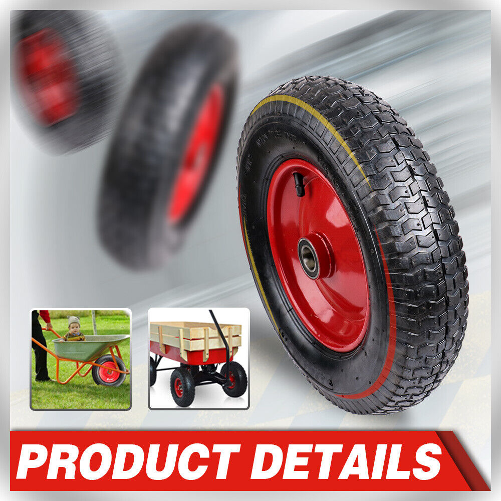 16 Wheelbarrow Trolley Wheel 4.80 4.00-8 Pneumatic Tyre 25.4mm Bore Tire Steel