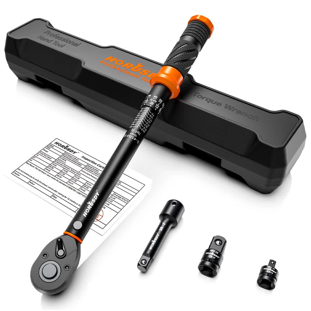 4Pc 3/8" Drive Click Torque Wrench Ratchet Socket Adaptor Extension WorkShop