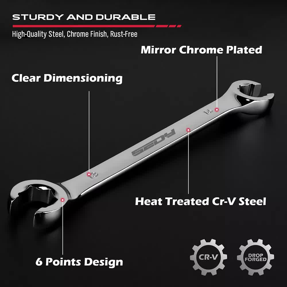 12-Piece Flare Nut Spanner Set Teflon Tape Metric & SAE Brake Line Repairing