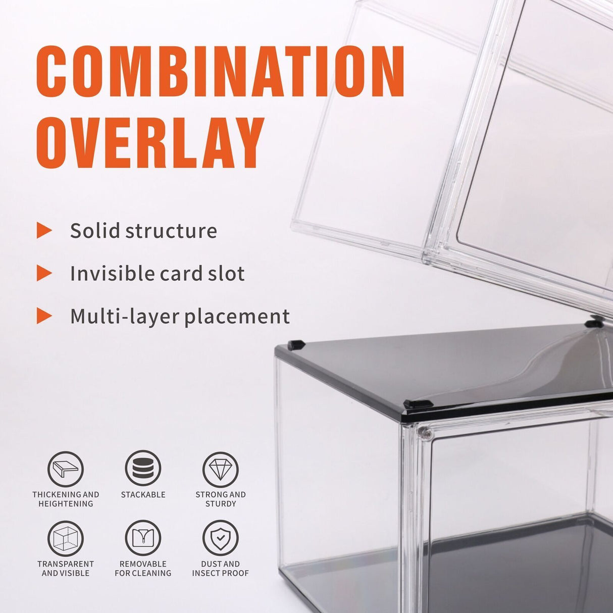 5PC Stackable Shoe Display Box Hard Acrylic Sneaker Storage Containers Case