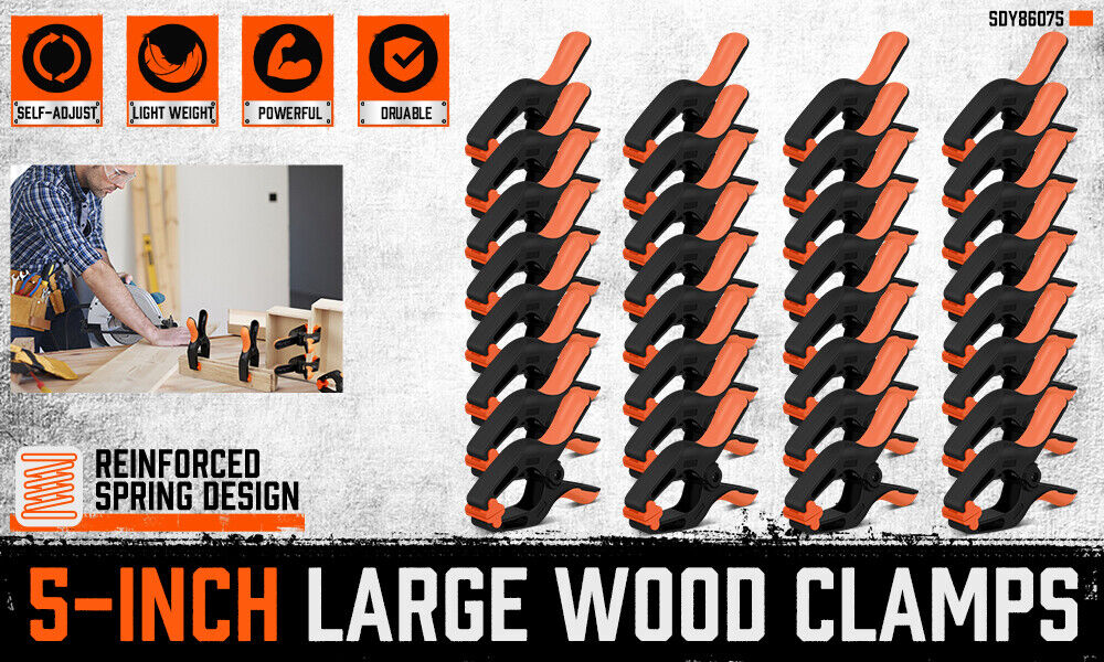 HORUSDY 32Pc 7 Nylon Spring Clamp Extra Large Rubber Non-Slip Grip Handle Clips