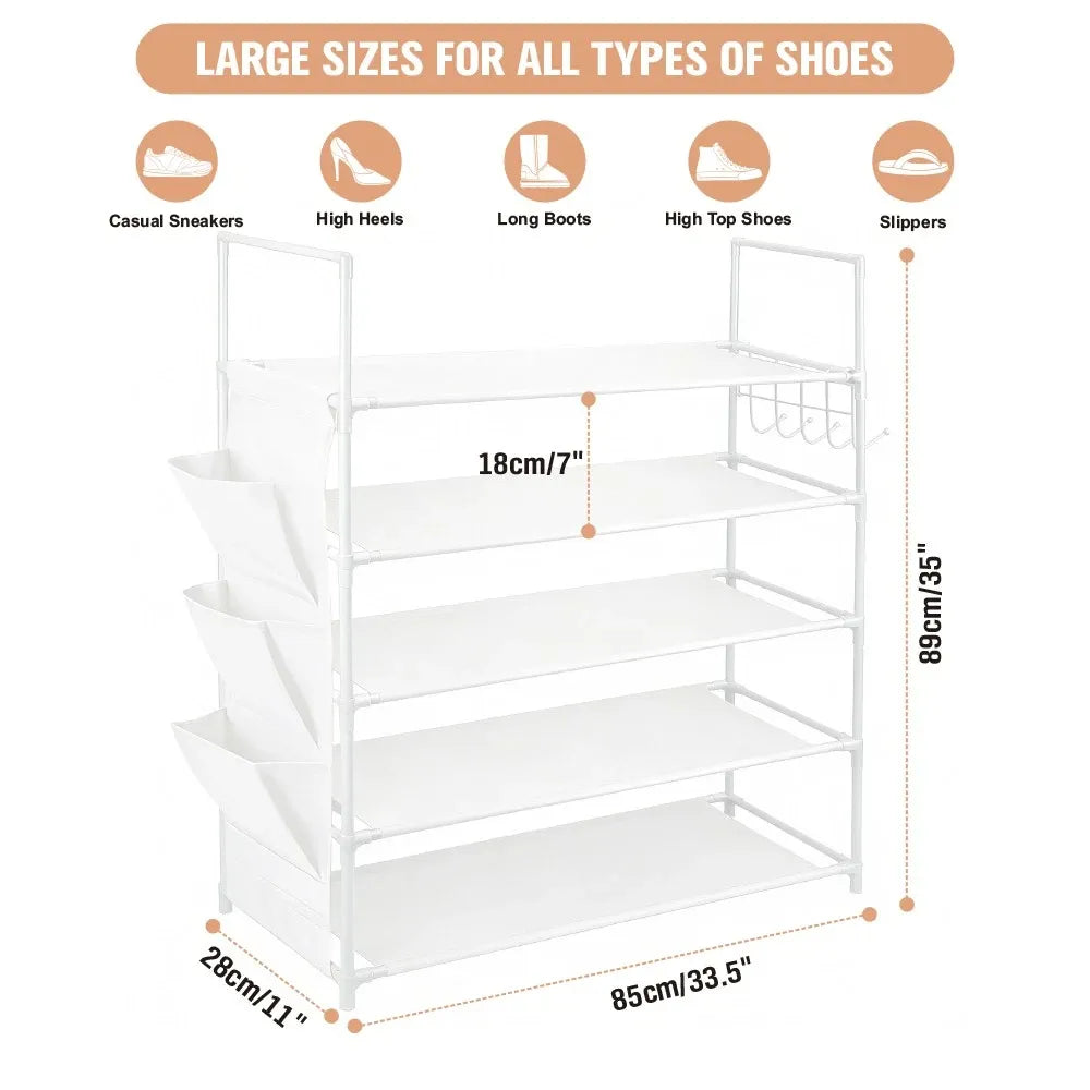SEDY 5-Tier Shoe Rack Storage Organizer Shelf for 20–25 Pairs Bedroom Garage