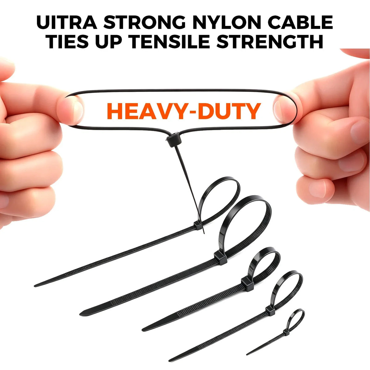 520Pcs Cable Ties Zip Ties Nylon UV Stabilised Bulk Black Cable Tie Black Au