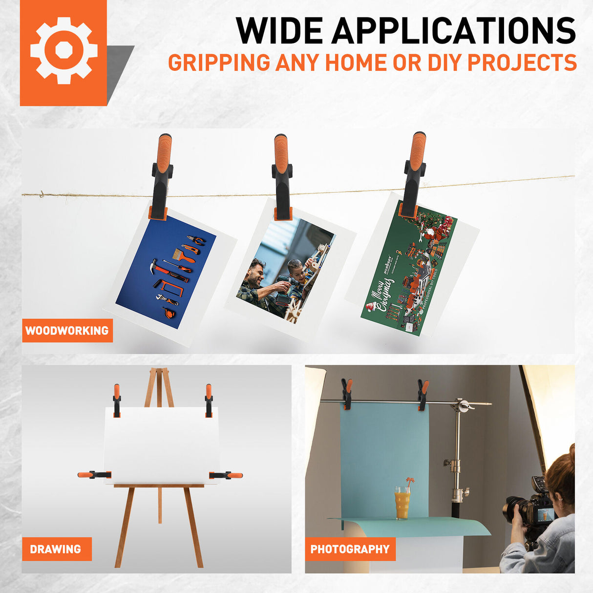 16Pcs 3 Spring Clamps Plastic Clamps Gluing Clamping Securing DIY Photography