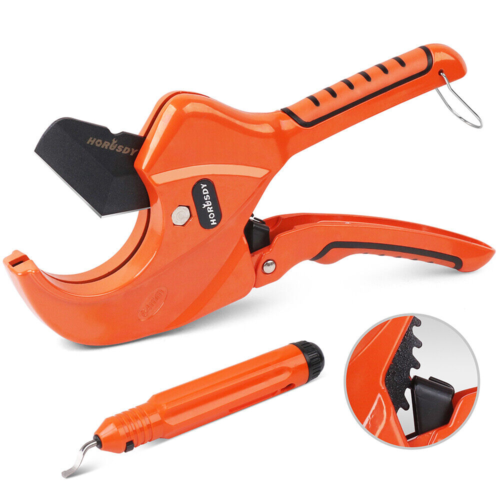 HORUSDY PVC Ratchet Cutter 64mm 2 - 1/2 Deburring Tool Rubber Handle Hand Tool