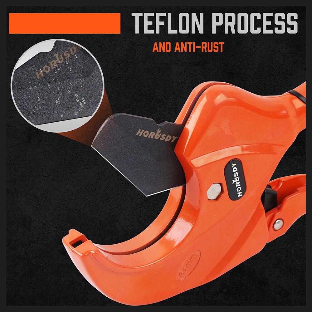 HORUSDY PVC Ratchet Cutter 64mm 2 - 1/2 Deburring Tool Rubber Handle Hand Tool