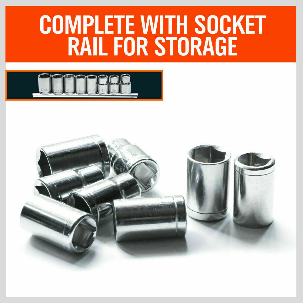 8Pc Metric Socket Set 1/2 Drive 11MM - 19MM For Wrench CRV Mechanic With Holder
