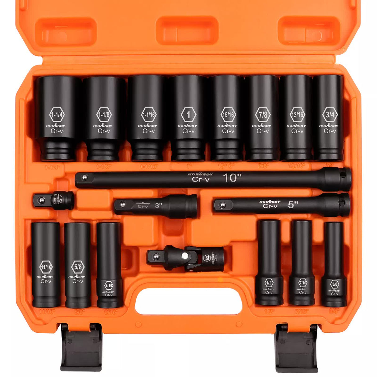 18Pc Deep Impact Socket Set Imperial / SAE Extension Flexible Adaptor 1/2 Drive