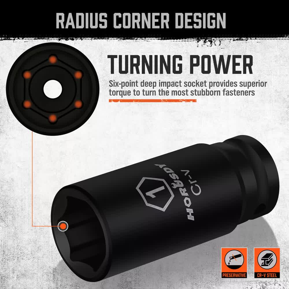 18Pc Deep Impact Socket Set Imperial / SAE Extension Flexible Adaptor 1/2 Drive