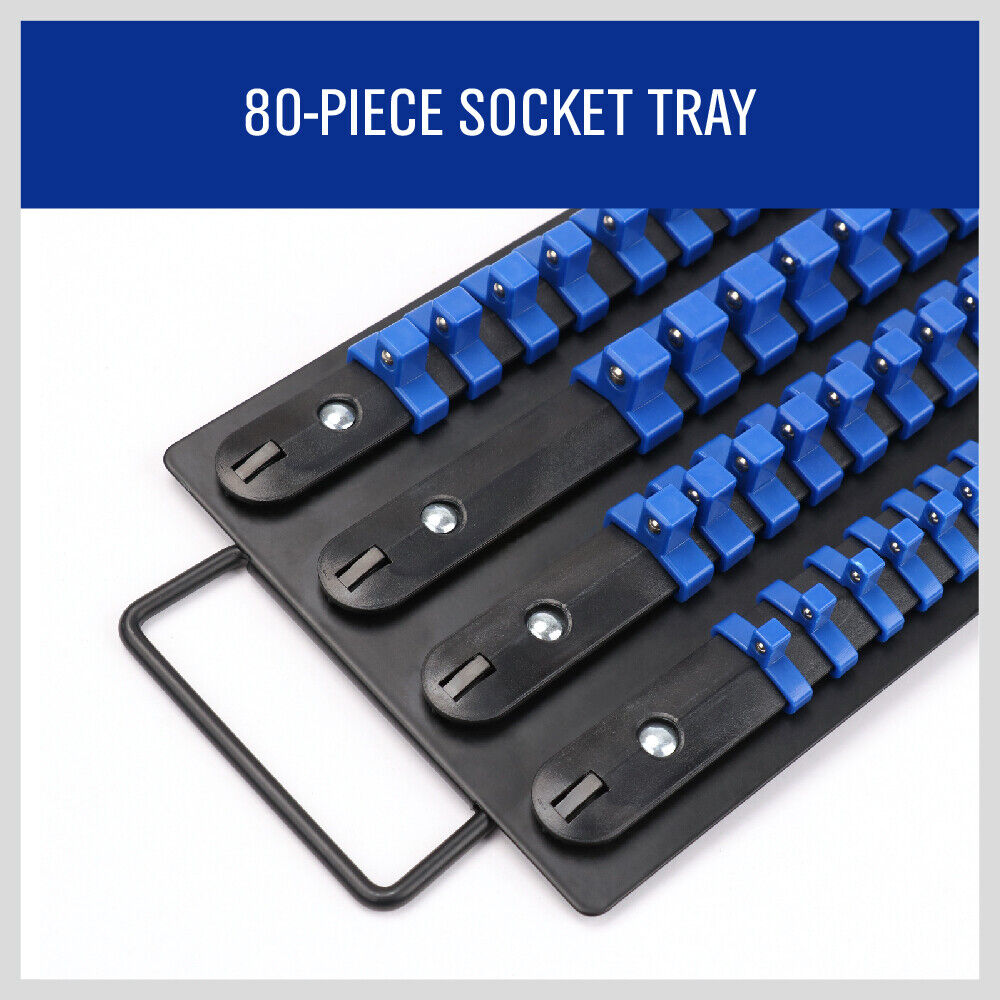 80 Socket Storage Rail Mixed Organizer Rack Holder Ball Locking 1/4 3/8 1/2