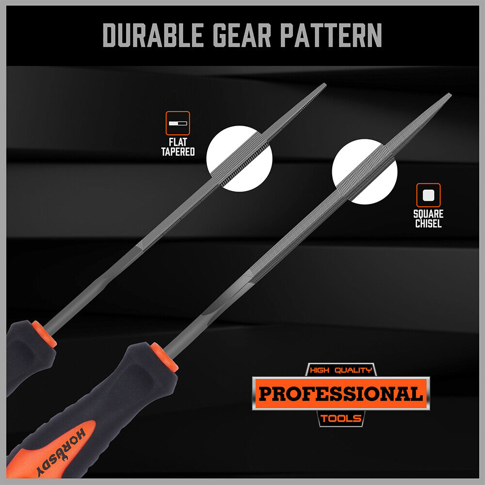 HORUSDY 2Pc 6.1 Flat Mini Needle File Set Metal Wood Carving Carpentry Tool