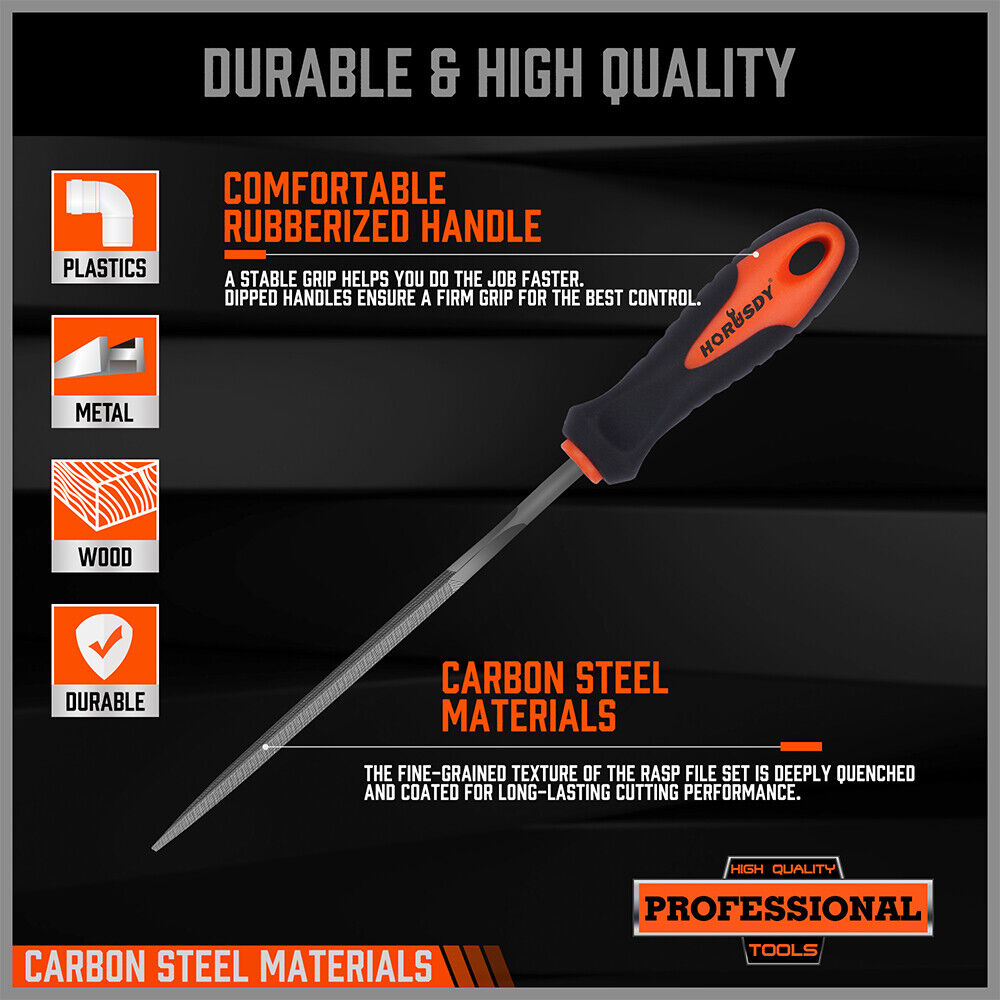 HORUSDY 2Pc 6.1 Flat Mini Needle File Set Metal Wood Carving Carpentry Tool
