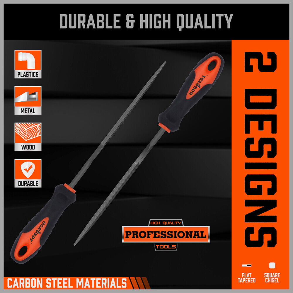 HORUSDY 2Pc 6.1 Flat Mini Needle File Set Metal Wood Carving Carpentry Tool