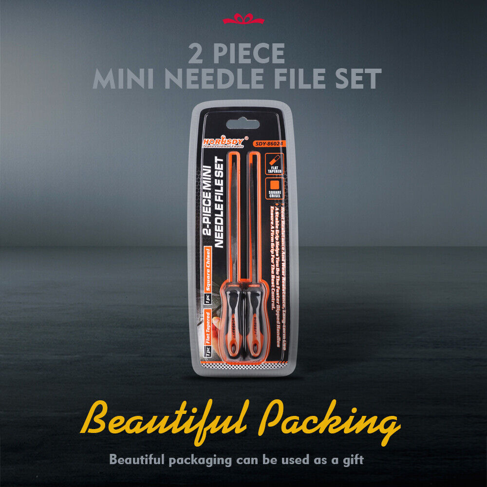 HORUSDY 2Pc 6.1 Flat Mini Needle File Set Metal Wood Carving Carpentry Tool