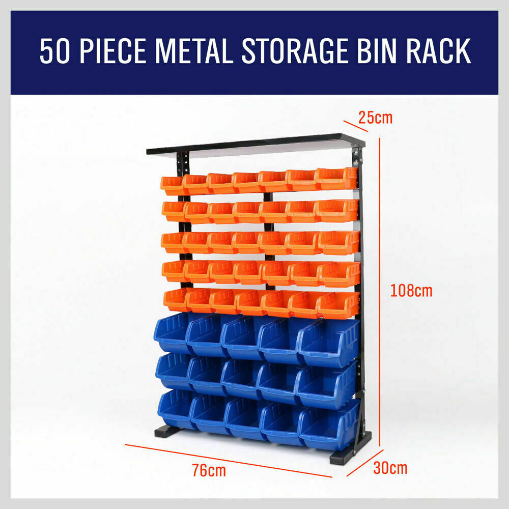 50-Piece Bin Wall Mounted Parts and Tool Storage Rack Organizer Rack?for Workshop Tools