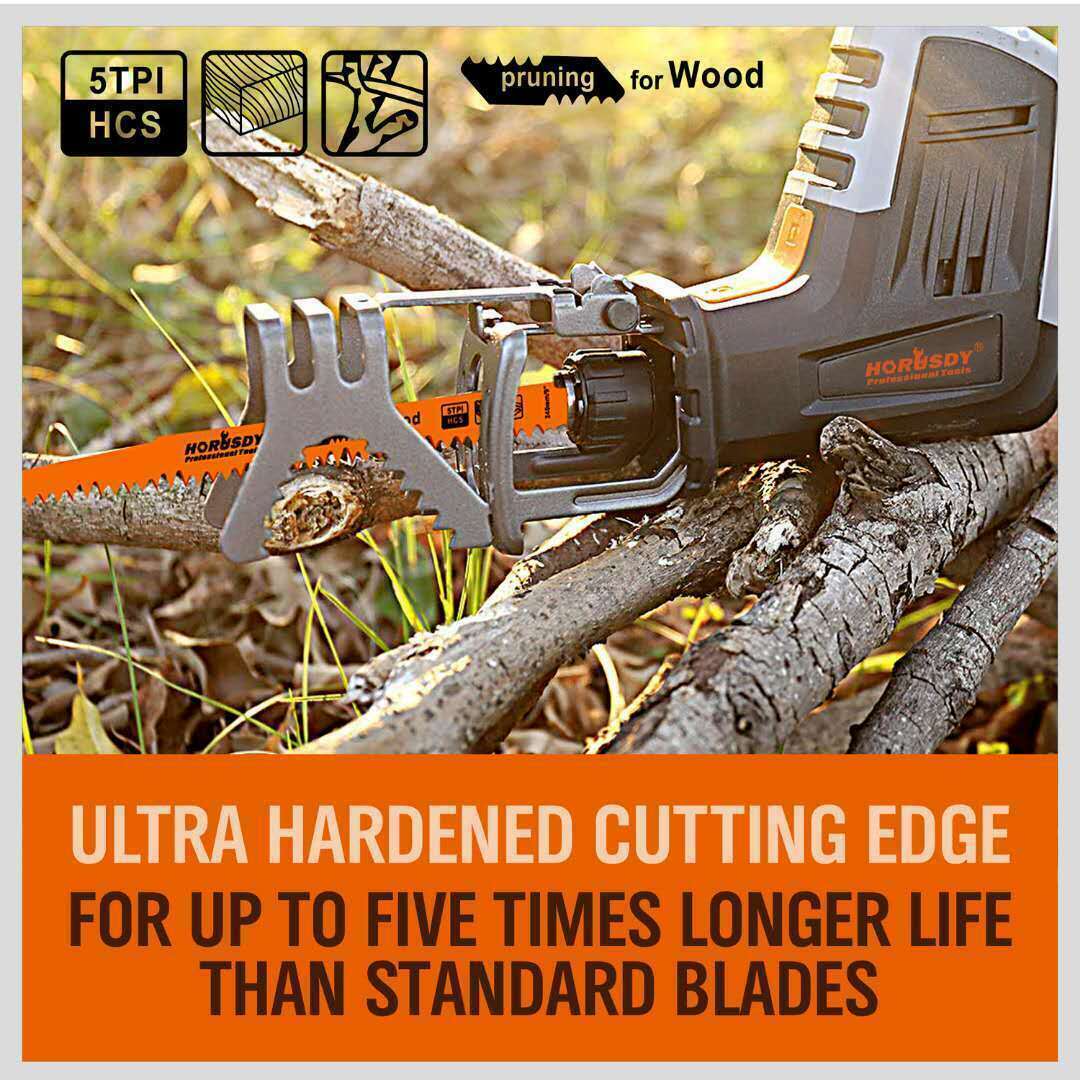 5Pc 9 / 240mm Reciprocating Saw Blades 5TPI Wood Timber Pruning Tool W/T Case