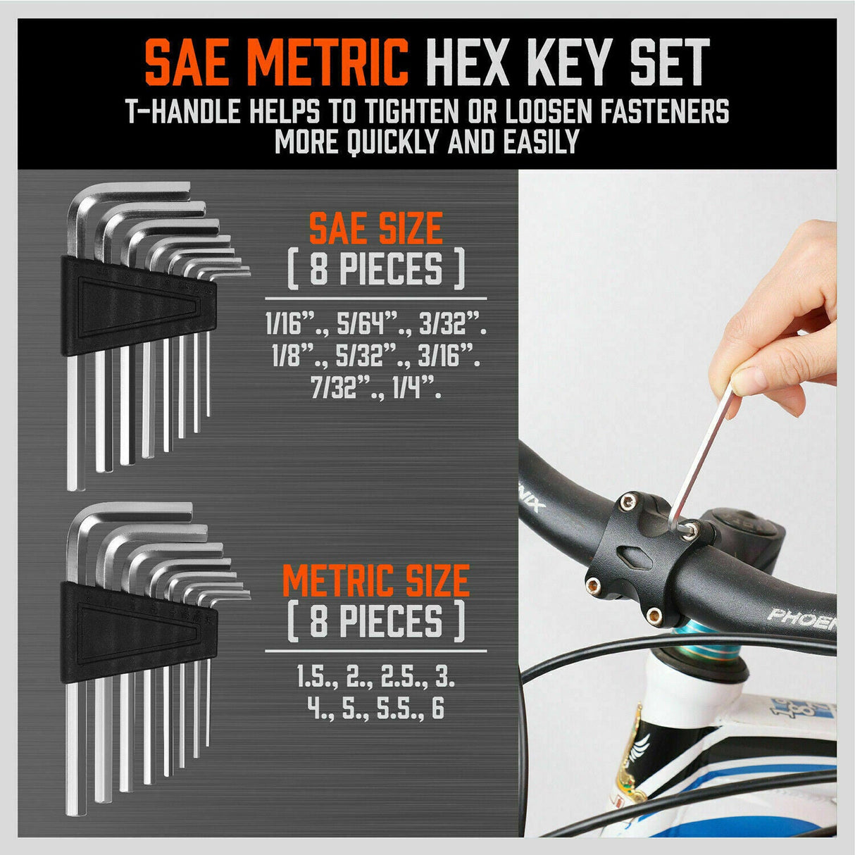44-Piece Impact Screwdriver Set with Magnetic Bits, High Torque Hex Keys and Rack with Color Grip