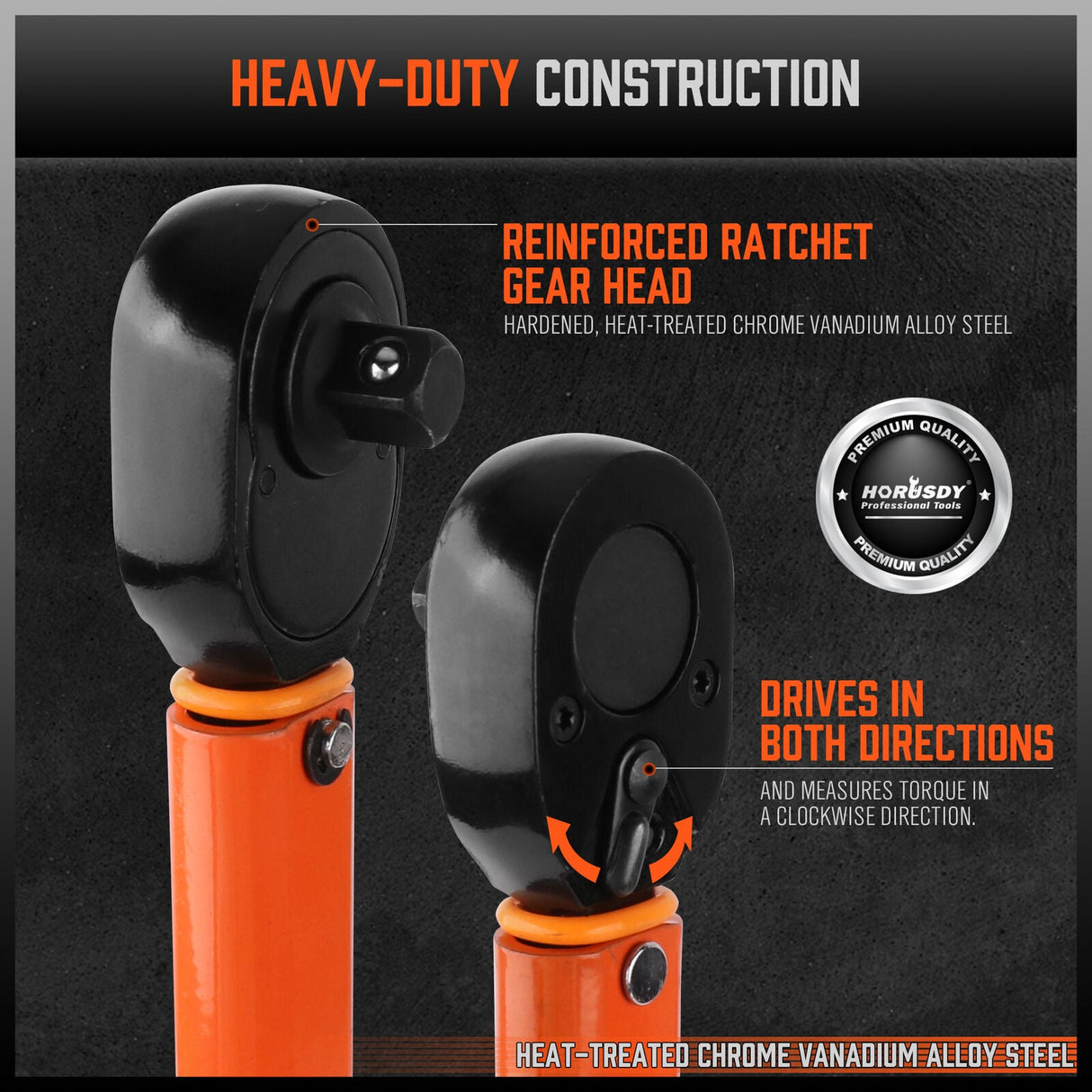 HORUSDY 3Pc 1/4 Drive Click Torque Wrench Ratchet Socket with Adaptor Extension