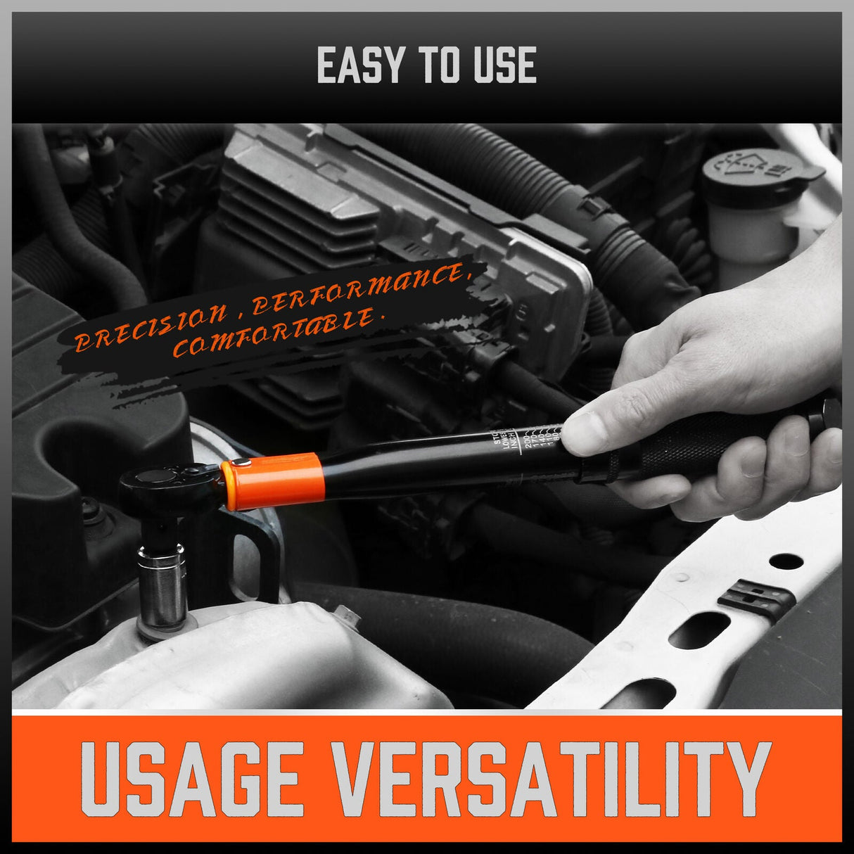 HORUSDY 3Pc 1/4 Drive Click Torque Wrench Ratchet Socket with Adaptor Extension