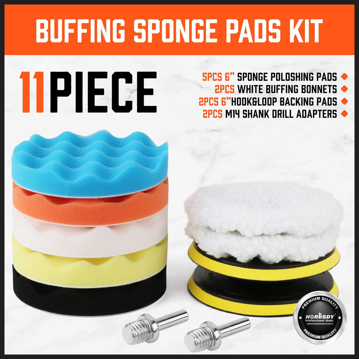 11Pc 6 Buffing Waxing Polishing Pads Kit Sponge Pad Set For Car Polisher Drill