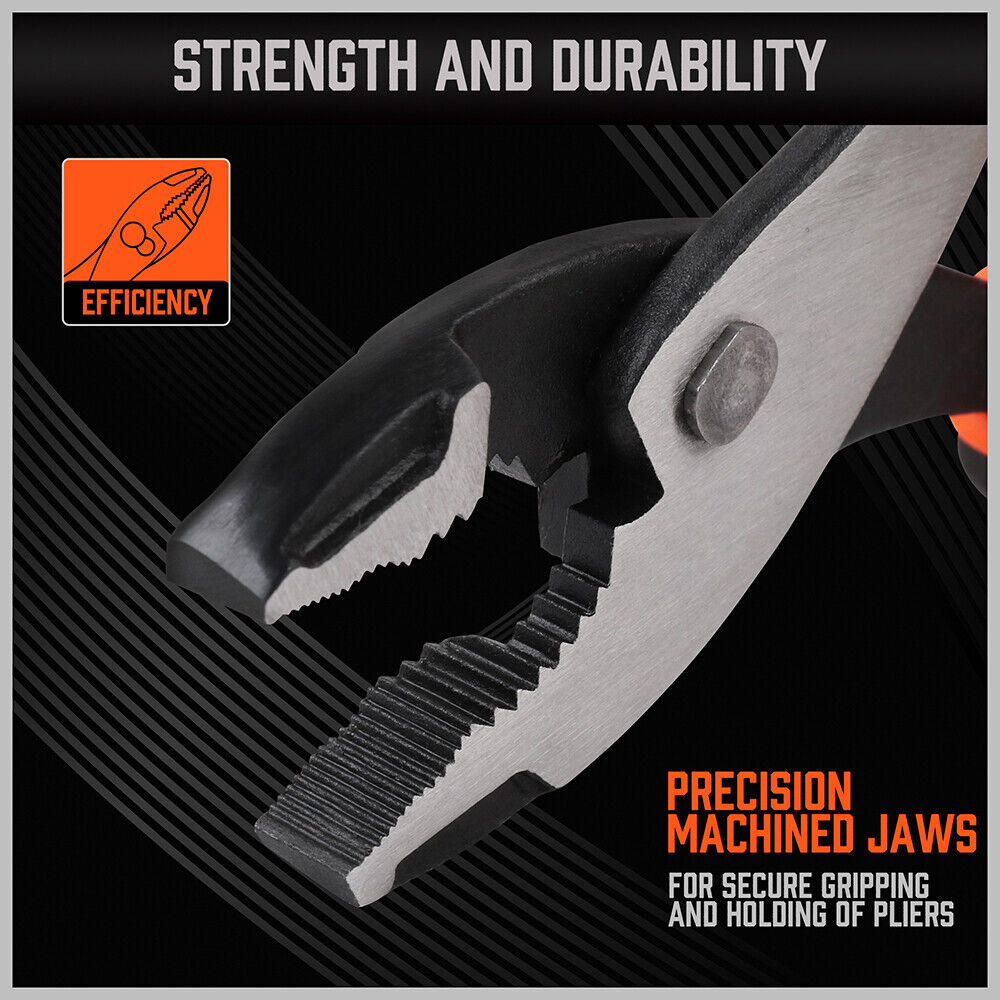 8 Slip Joint Pliers Adjustable Heavy Duty Jars Non-Slip Grip Handle 200mm