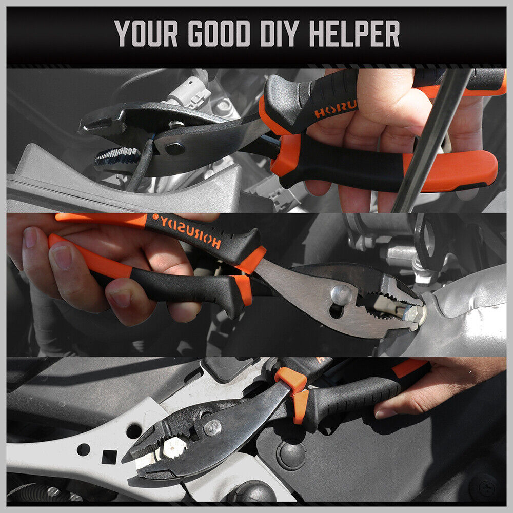 8 Slip Joint Pliers Adjustable Heavy Duty Jars Non-Slip Grip Handle 200mm