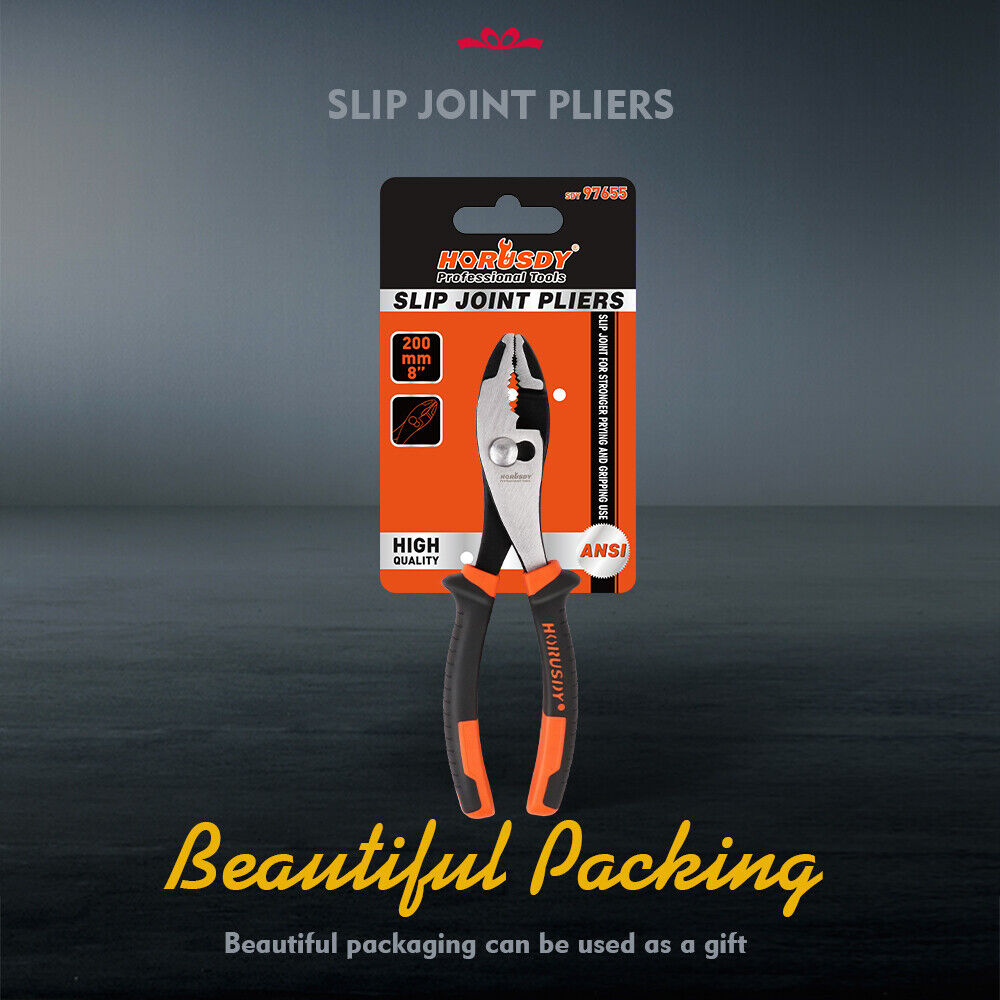 8 Slip Joint Pliers Adjustable Heavy Duty Jars Non-Slip Grip Handle 200mm