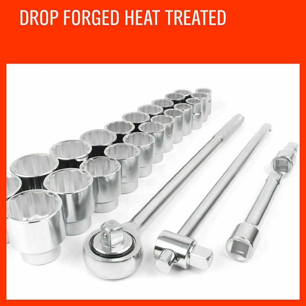 27Pc Heavy Duty Socket Wrench Set 3/4 Drive Metric & Imperial Extension Case