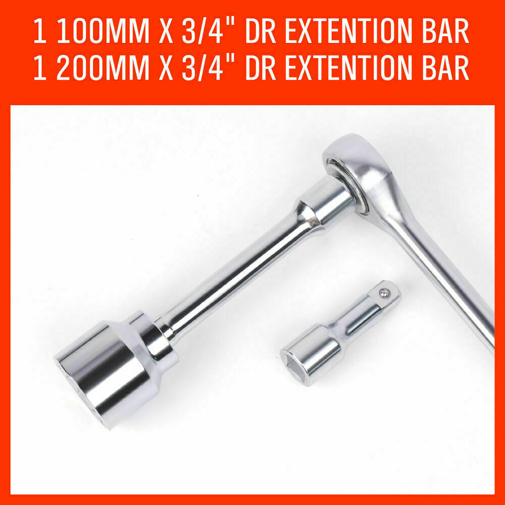 27Pc Heavy Duty Socket Wrench Set 3/4 Drive Metric & Imperial Extension Case