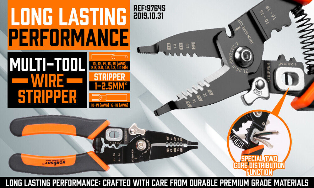 8 Wire Stripping Tool Wire Cutter Hand Crimping Pliers Strip Cutter Insulated