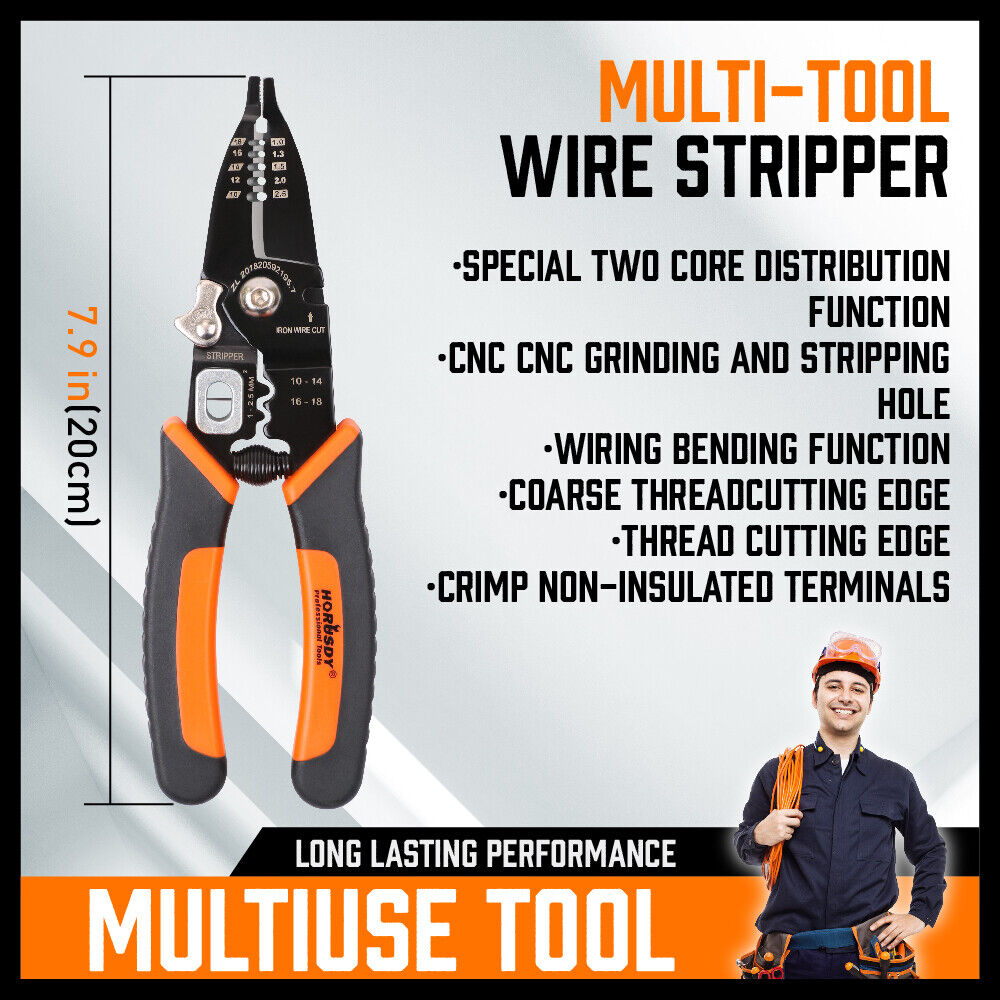 8 Wire Stripping Tool Wire Cutter Hand Crimping Pliers Strip Cutter Insulated