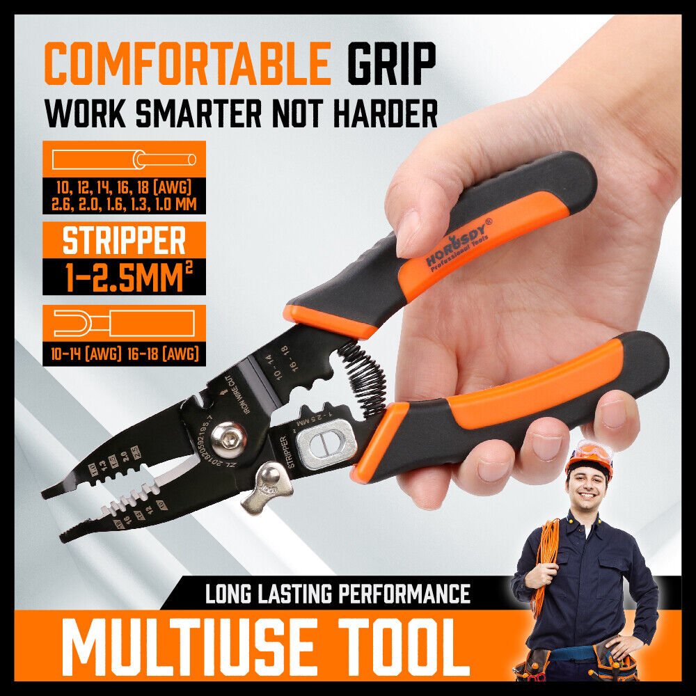 8 Wire Stripping Tool Wire Cutter Hand Crimping Pliers Strip Cutter Insulated