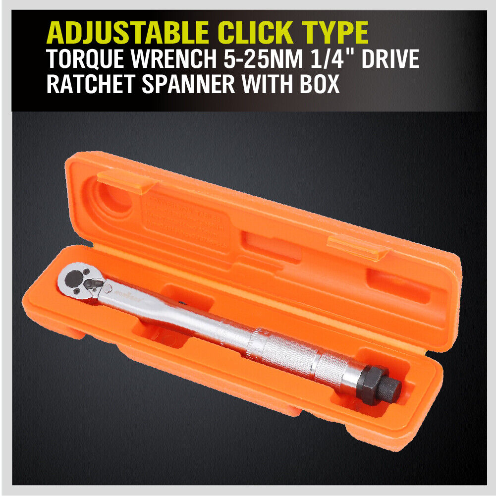 1/4 Drive Click Torque Wrench 5-25NM Ratchet Spanner Adjustable Hand Repair New