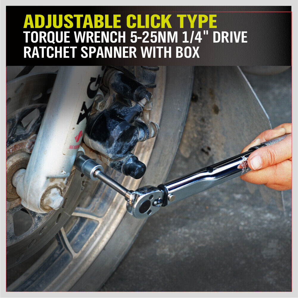 1/4 Drive Click Torque Wrench 5-25NM Ratchet Spanner Adjustable Hand Repair New