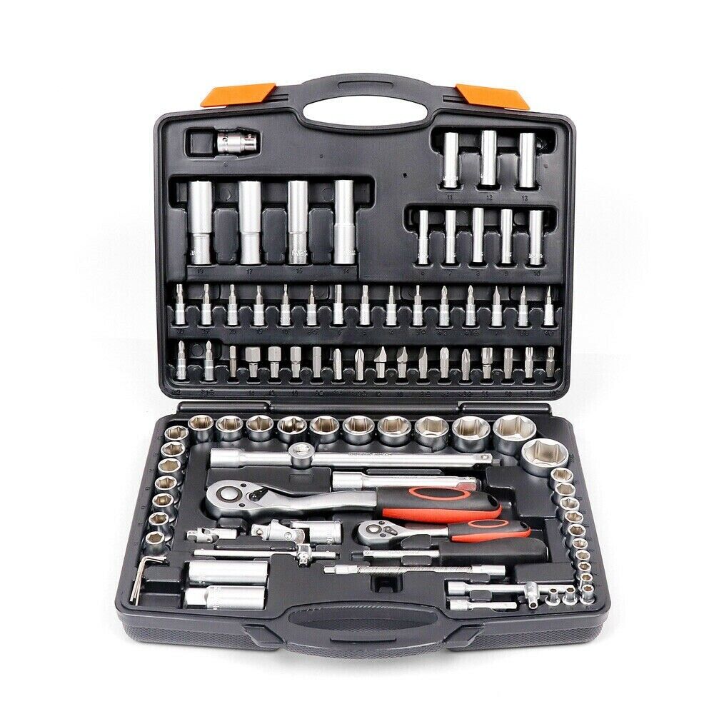 94Pc Socket Ratchet Wrench Set Screwdriver Bits Extension Torx Hex 1/4 1/2 Dr.