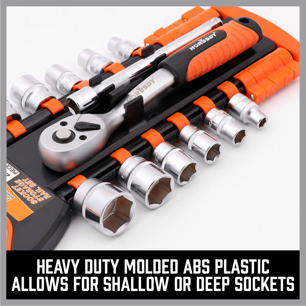 3Pc Socket Rails 66 Socket Holder Space Organiser Garage Rack 1/4 3/8 1/2