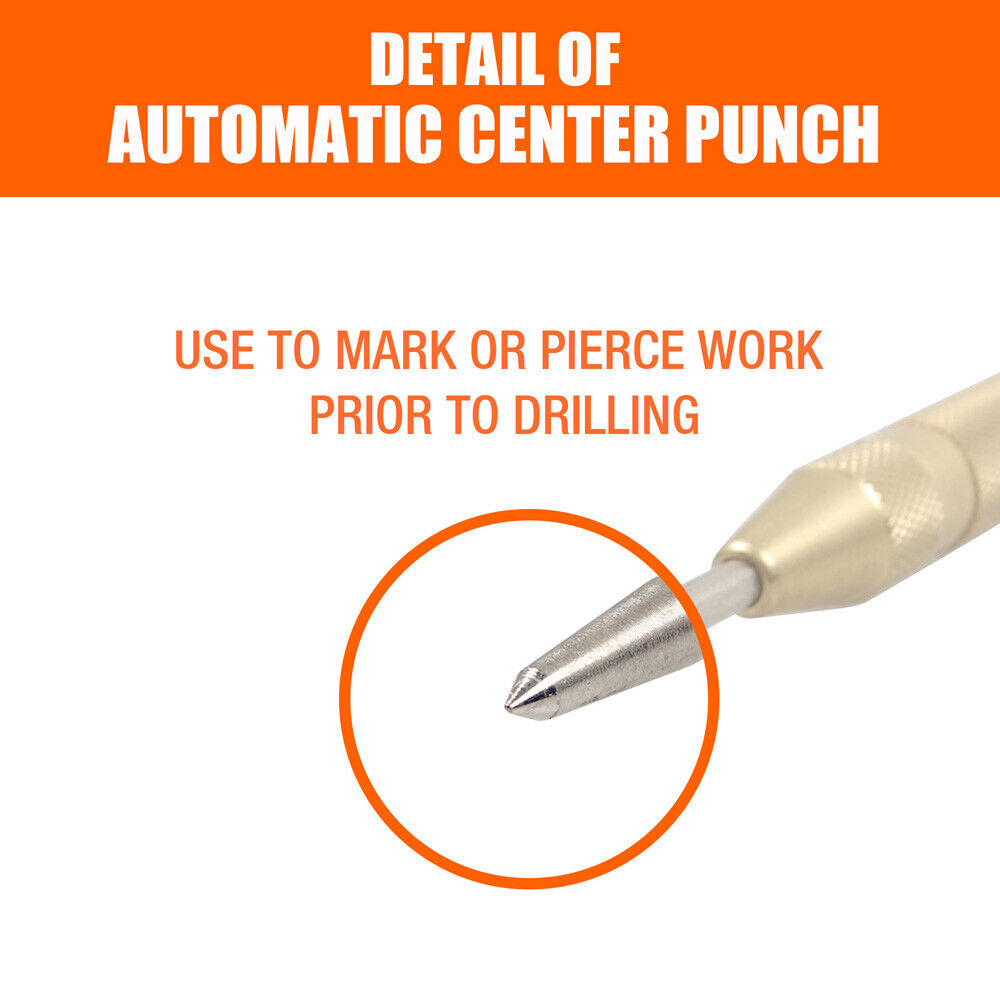 125mm/5 Automatic Centre Punch Adjustable Spring Loaded Metal Drill Tool Glod