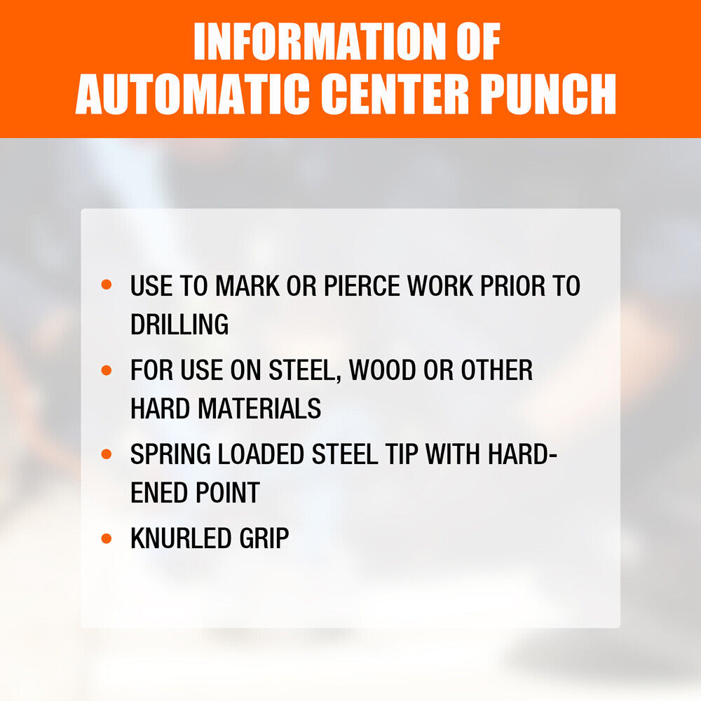 125mm/5 Automatic Centre Punch Adjustable Spring Loaded Metal Drill Tool Glod