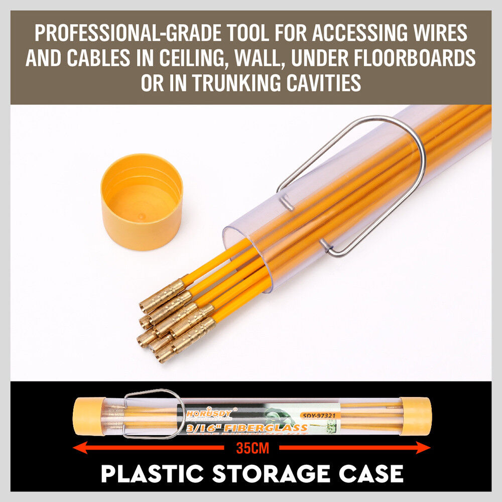3.3m ? 4mm Fibreglass Electricians Push Pull Rods Cable Cavity Contractors Duct