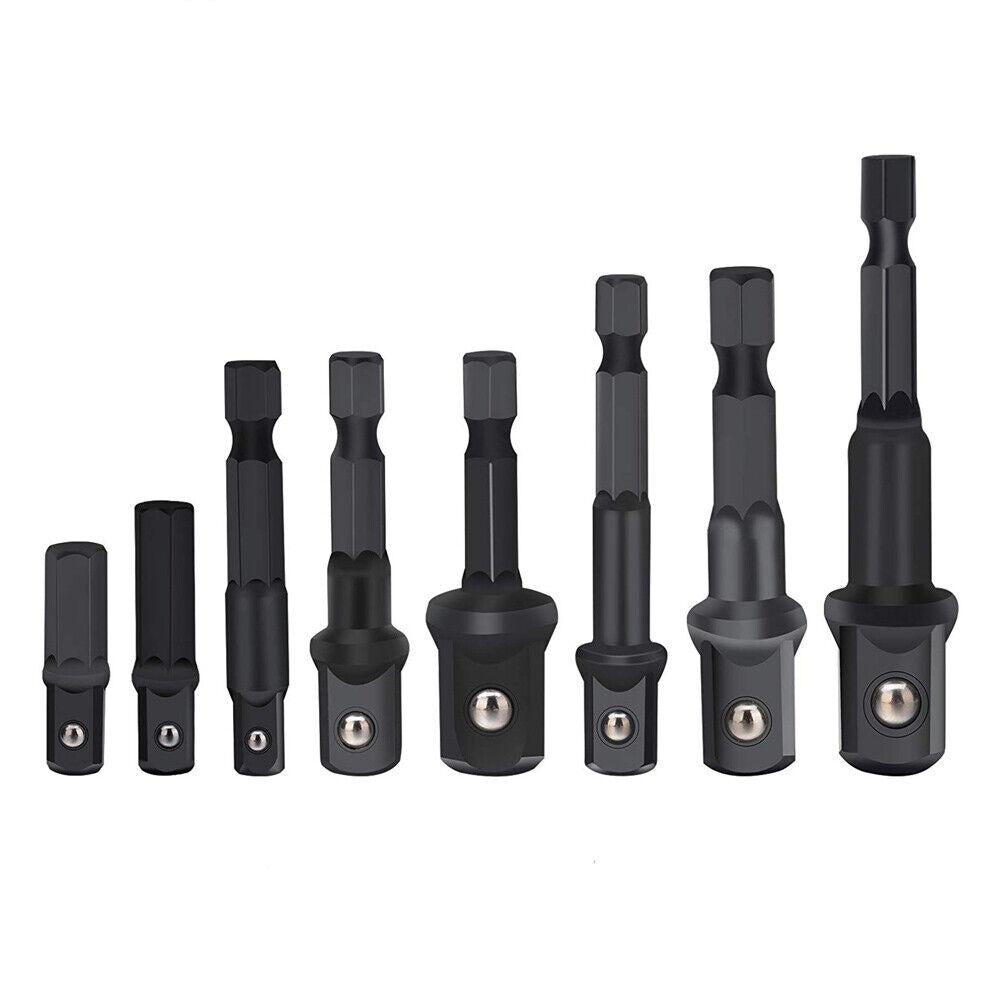 8Pc Drill Socket Adapter Set Impact Nut Driver Hex Extension Bits 1/4 3/8 1/2