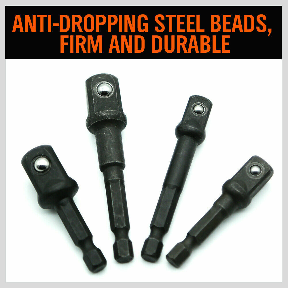 8Pc Drill Socket Adapter Set Impact Nut Driver Hex Extension Bits 1/4 3/8 1/2