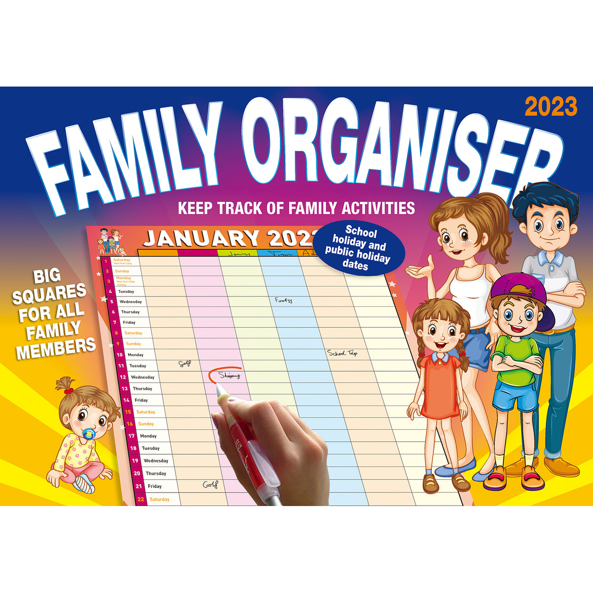 Family Organiser ??2023 Rectangle Wall Calendar 16 Months Planner New Year Gift