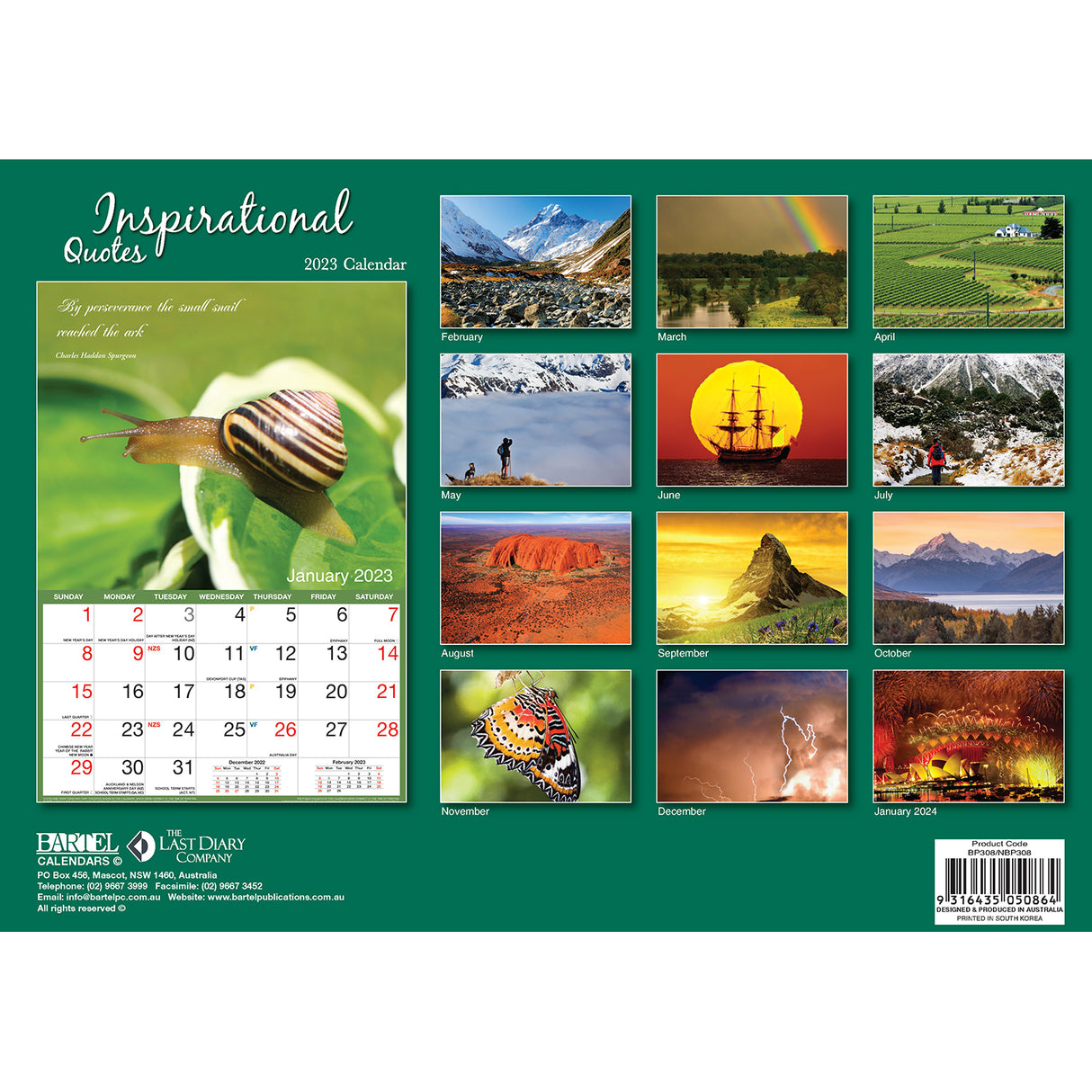 Inspirational ??2023 Rectangle Wall Calendar 16 Months Planner New Year Gift