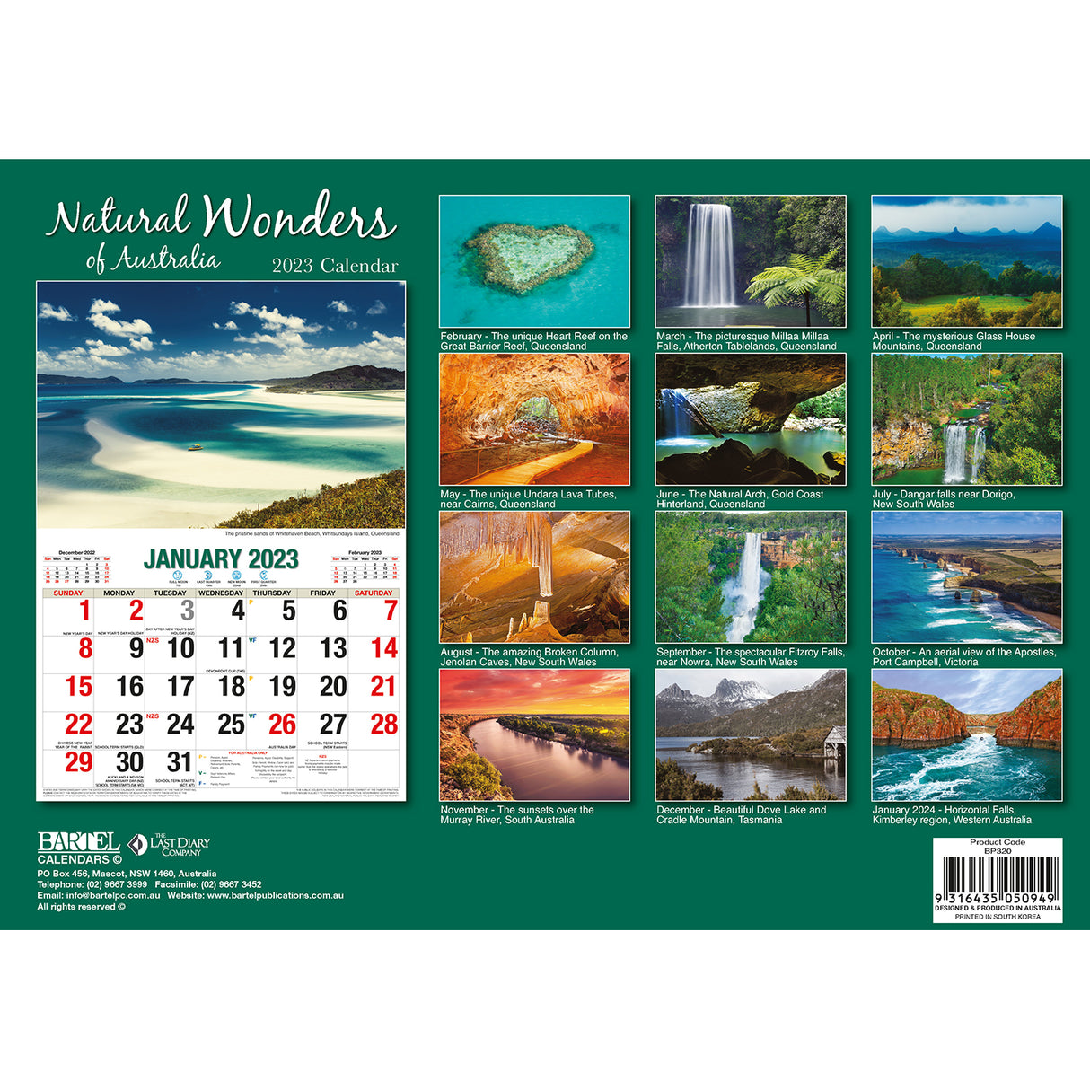 Natural Wonders Of Australia ??2023 Rectangle Wall Calendar 16 Months Planner